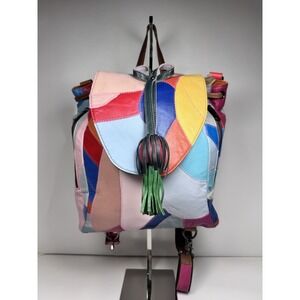Amerileather Betsy Backpack Colorful Bag Patchwork Hippie Art Boho Funky Wacky
